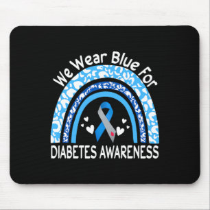 We Wear Blue For Diabetes Awareness Rainbow Leopar Mouse Mat
