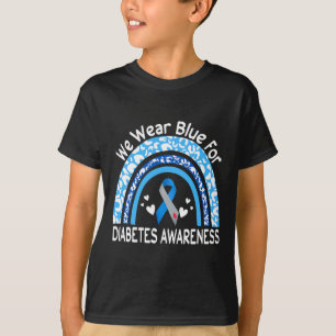 We Wear Blue For Diabetes Awareness Rainbow Leopar T-Shirt
