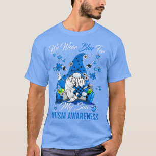 We Wear Blue For My Son Gnome Puzzle Sunflower T-Shirt