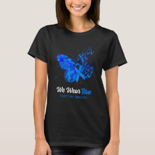 We Wear Blue Foster Care Awareness Butterfly T-Shirt
