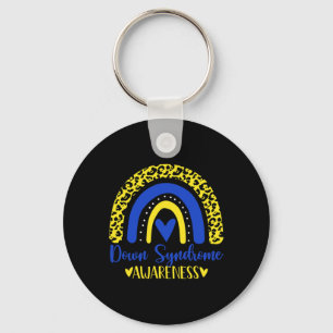 We Wear Blue Yellow Rainbow Awsewome Down Syndrome Key Ring
