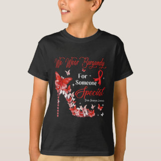 We Wear Burgundy Butterflies Brain Aneurysm Awaren T-Shirt