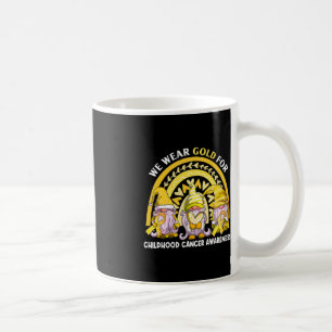 We Wear Gold For Childhood Cancer Awareness Gnomie Coffee Mug