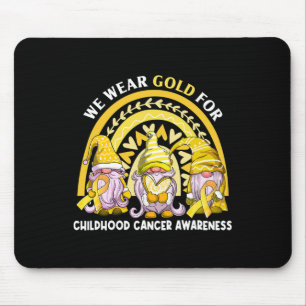 We Wear Gold For Childhood Cancer Awareness Gnomie Mouse Mat