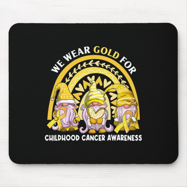 We Wear Gold For Childhood Cancer Awareness Gnomie Mouse Mat (Front)