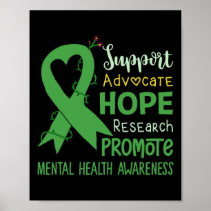 We Wear Green Mental Health Awareness Support Squ Poster