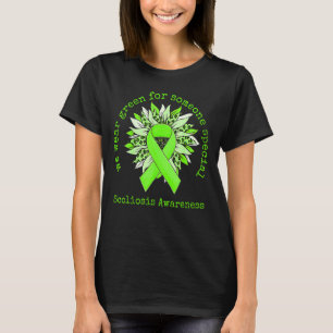 We Wear Green Scoliosis Awareness Sunflower Leopar T-Shirt