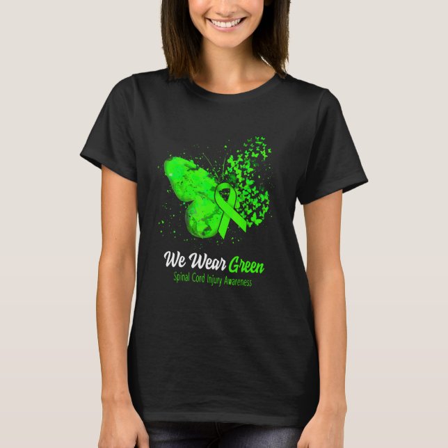 We Wear Green Spinal Cord Injury Awareness Butterf T-Shirt (Front)
