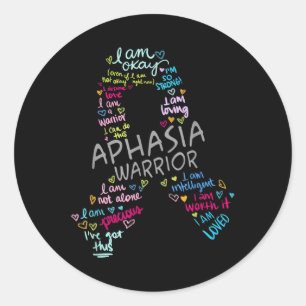 We Wear Grey Ribbon Aphasia Warrior Awareness In J Classic Round Sticker