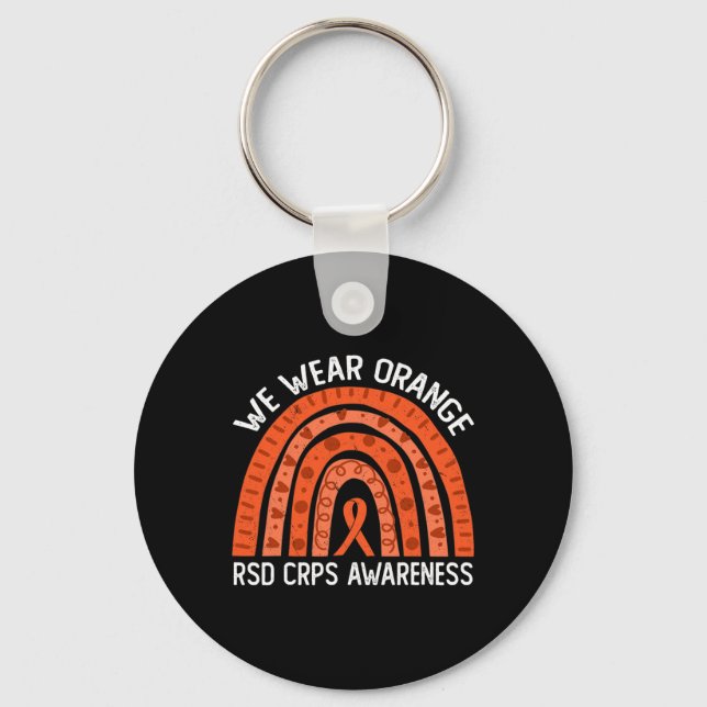 We Wear Orange Rainbow For Rsd Crps Awareness  Key Ring (Front)