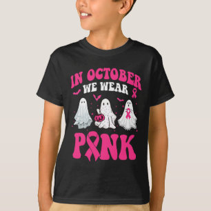 We Wear Pink Breast Cancer Awareness Ghost Hallowe T-Shirt