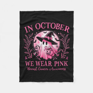 We Wear Pink Breast Cancer Awareness Halloween Gho Fleece Blanket