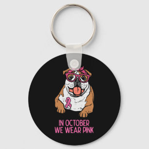 We Wear Pink English Bulldog Breast Cancer Awarene Key Ring