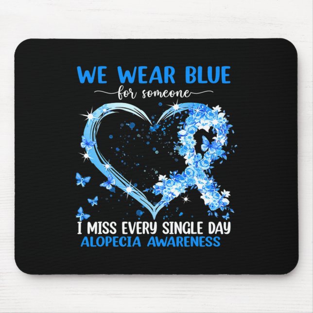 We Wear Pink For Alopecia Awareness Heart Ribbon  Mouse Mat (Front)