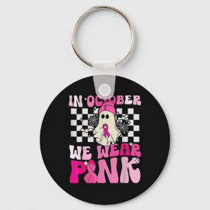 We Wear Pink Funny Ghost Halloween Breast Cancer Key Ring