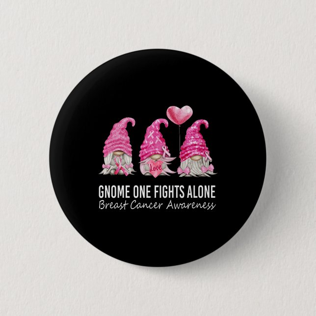 We Wear Pink Gnome Gnomies Breast Cancer Awareness 6 Cm Round Badge (Front)