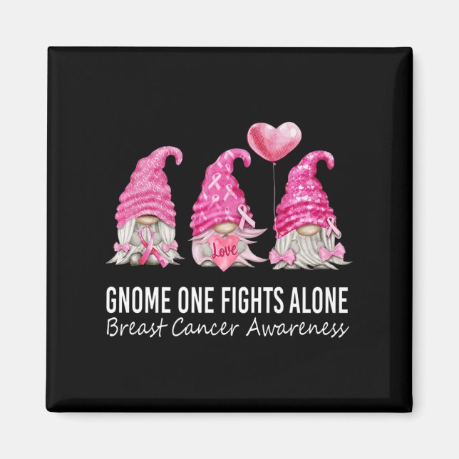 We Wear Pink Gnome Gnomies Breast Cancer Awareness Magnet (Front)