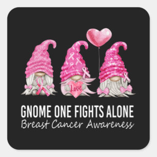We Wear Pink Gnome Gnomies Breast Cancer Awareness Square Sticker