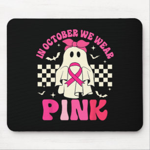We Wear Pink Halloween Ghost Breast Cancer Awarene Mouse Mat