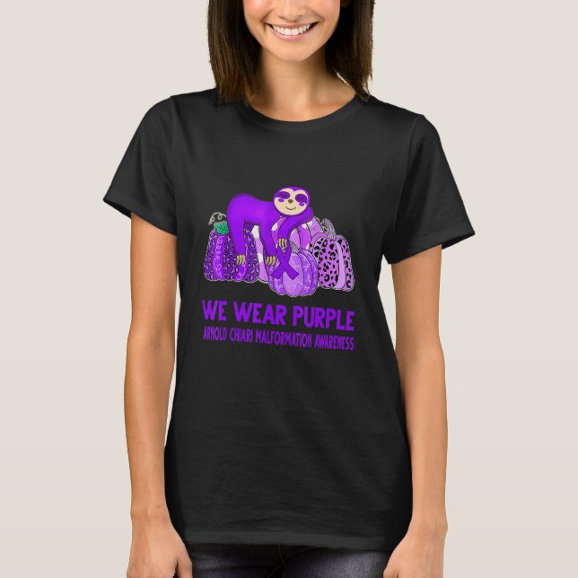 We Wear Purple Arnold Chiari Malformation Awarenes T-Shirt (Front)