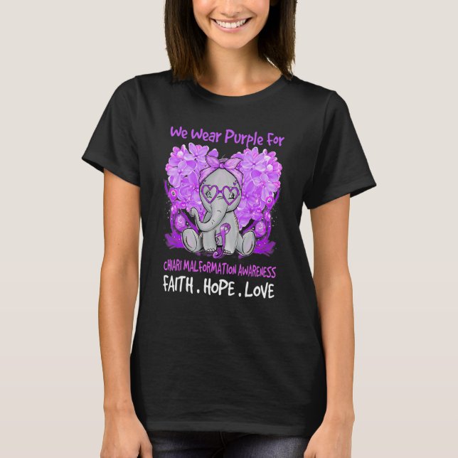 We Wear Purple Chiari Malformation Awareness Messy T-Shirt (Front)