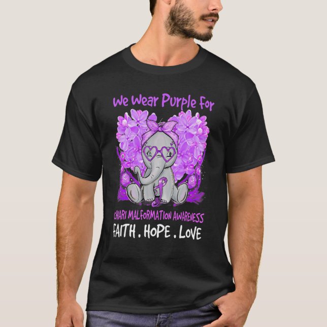 We Wear Purple Chiari Malformation Awareness Messy T-Shirt (Front)