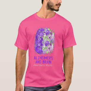 We Wear Purple Floral Brain Alzheimer's Awareness T-Shirt