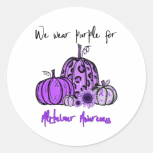 We Wear Purple For Heimerheimer Awareness Pumpkin Classic Round Sticker