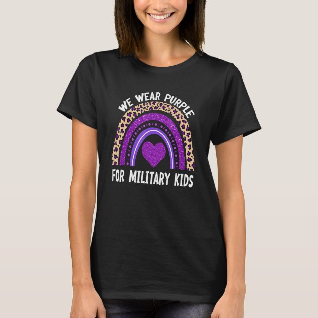 We Wear Purple For Military Kids Month Of The Mili T-Shirt (Front)
