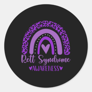 We Wear Purple Rainbow Awsewome For Rett Syndrome Classic Round Sticker