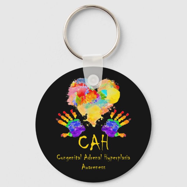 We Wear Rainbow Heart For Congenital Adrenal Key Ring (Front)