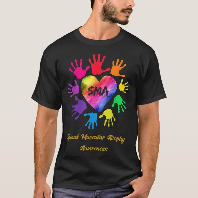 We Wear Rainbow Heart For Spinal Muscular Atrophy  T-Shirt (Front)