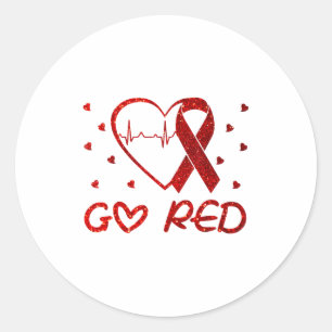 We Wear Red At February Go Red Heart Disease Aware Classic Round Sticker