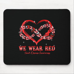 We Wear Red Butterfly Heart Heart Disease Awarenes Mouse Mat
