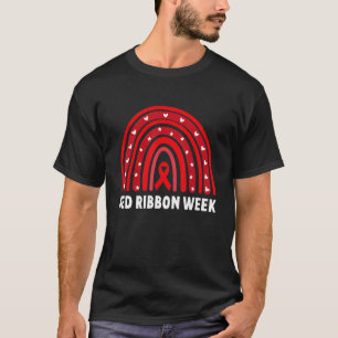 We Wear Red For Red Ribbon Week Awareness Leopard  T-Shirt