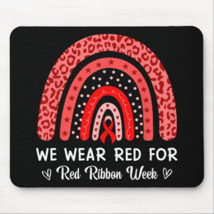 We Wear Red For Red Ribbon Week Rainbow Mouse Mat