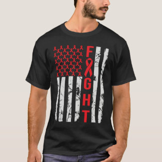 We Wear Red N USA Flag Distressed Heart Disease Aw T-Shirt