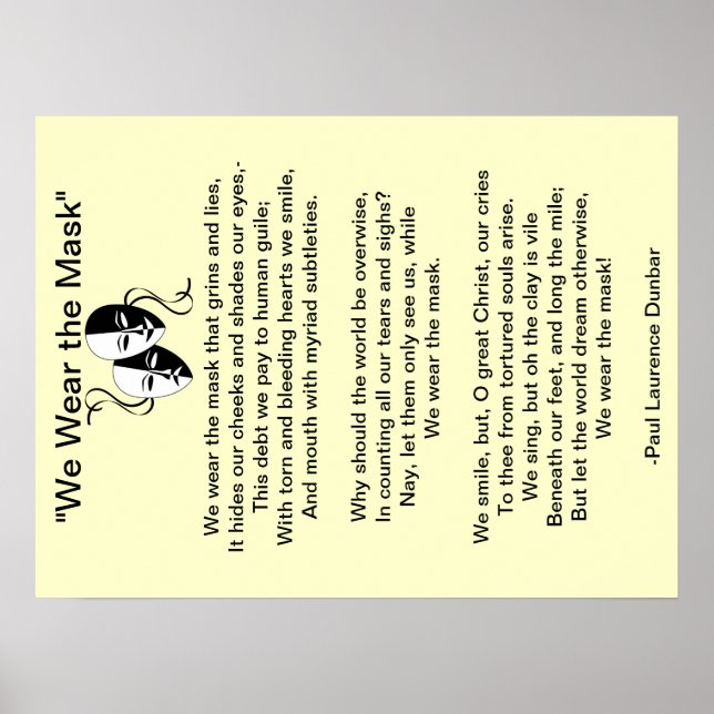"We Wear the Mask" Poem Poster (Front)