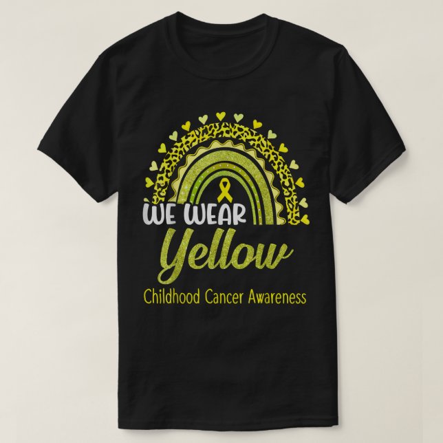We Wear Yellow For Childhood Cancer Awareness Rain T-Shirt (Design Front)