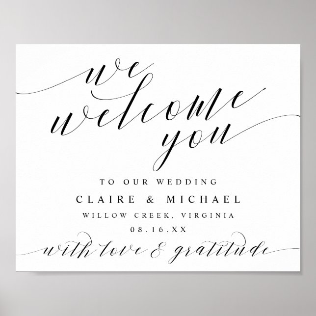 We Welcome You Calligraphy Script Any Event Sign (Front)