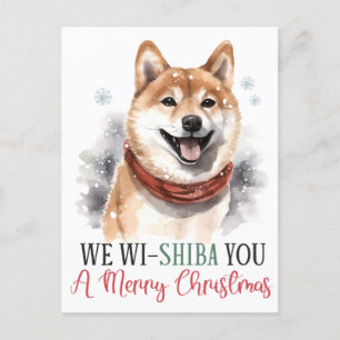 We Wi-shiba you a merry Dog Christmas Holiday Postcard