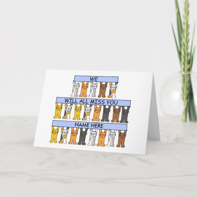 We Will All Miss You Cartoon Cats Card (Front)