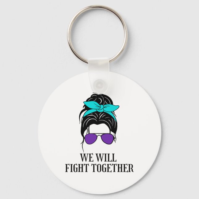We Will Fight Together Suicide Prevention Awarenes Key Ring (Front)