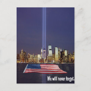 We Will Never Forget 9-11 Tribute Postcard