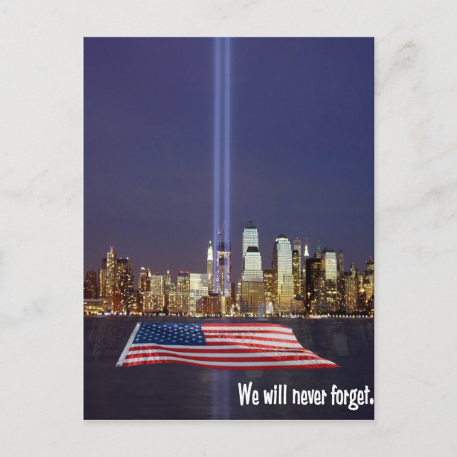 We Will Never Forget 9-11 Tribute Postcard (Front)