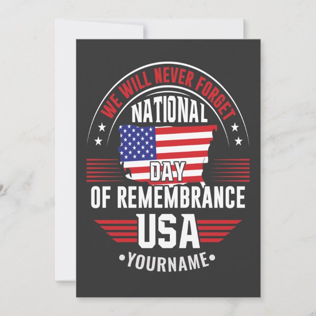 We Will Never Forget National Day of Remembrance Invitation (Front)