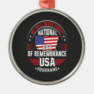 We Will Never Forget National Day of Remembrance Metal Tree Decoration