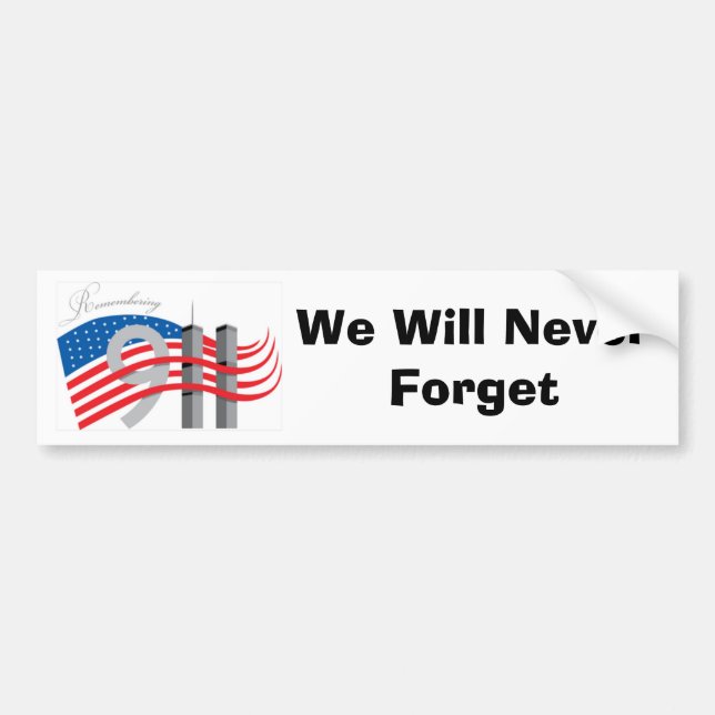 We Will Never Forget Symbol 9-11 Bumper Sticker (Front)