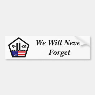 We Will Never Forget Symbol 9-11 Bumper Sticker