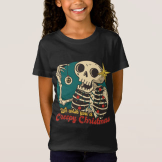 We Wish You A Creepy Christmas Pajama Funny Skelet T-Shirt
